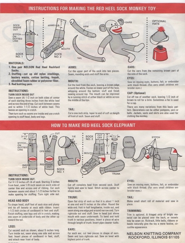 Classic red-heel sock monkey cutting and sewing template