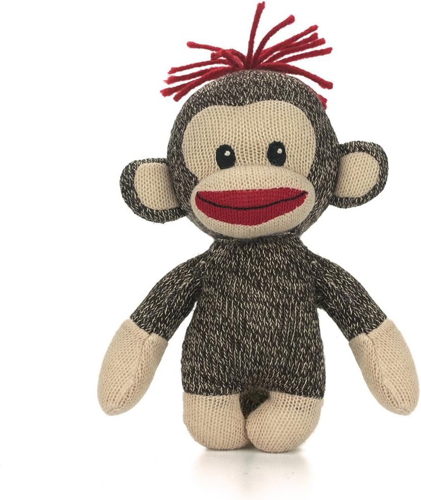 Plushland Curioso mini brown sock monkey, 6 inch collectible plush